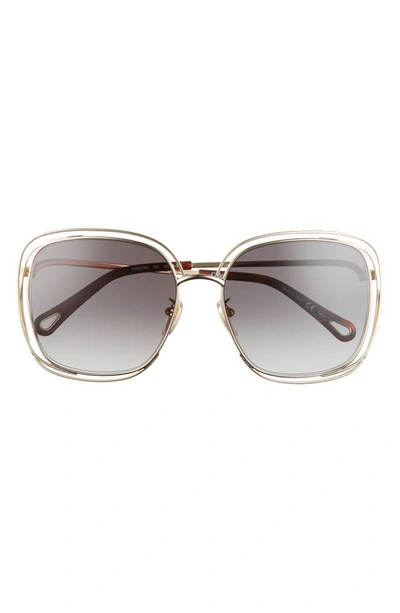 Shop Chloé 58mm Square Sunglasses In Gold 1