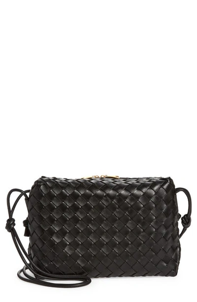 Bottega Veneta Large Loop Intrecciato Leather Shoulder Bag In Black Gold