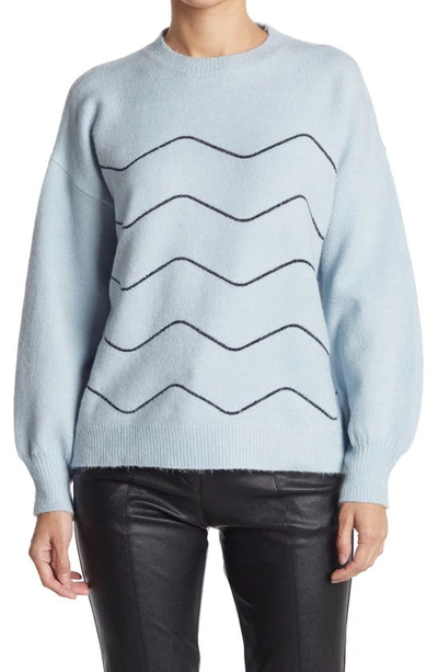 Shop Frnch Nisa Wave Sweater In Skye Blue