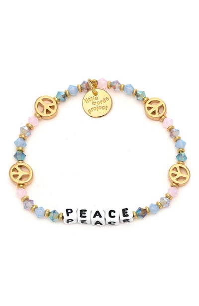 Shop Little Words Project Peace Beaded Stretch Bracelet In Blue Pink