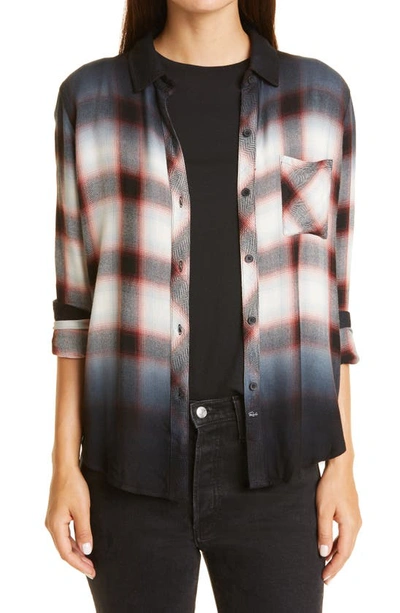 Rails Hunter Ombre Plaid Button Down Shirt In Ivory Smoke Dip Dye