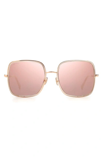 Shop Jimmy Choo Jaylas 57mm Square Sunglasses In Gold Nude / Pink Flash
