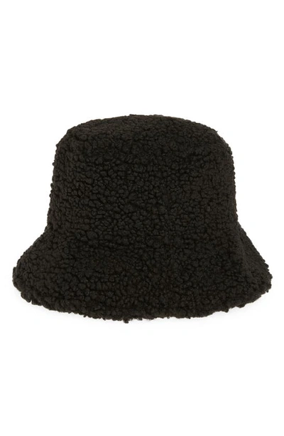 Shop Lack Of Color Teddy Fleece Bucket Hat In Black