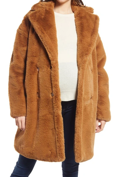 Emilia George Annabette Plush Maternity Coat In Tobacco