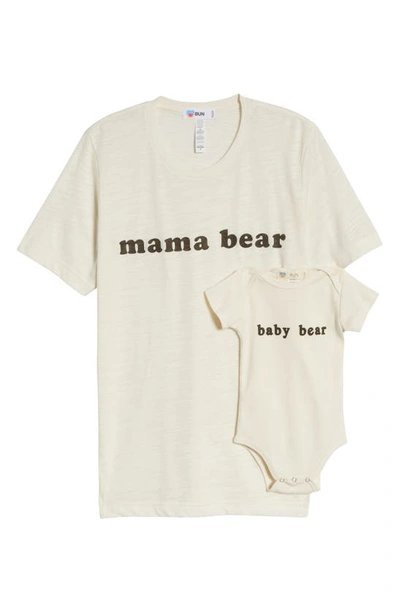 Shop Bun Maternity Mama Bear Graphic Tee & Baby Bear Bodysuit Set In Ivory