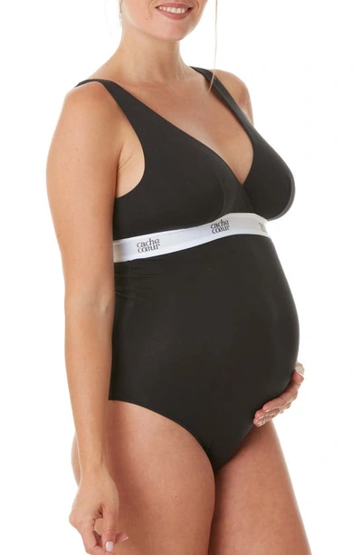Shop Cache Coeur Life Maternity/nursing Bodysuit In Black