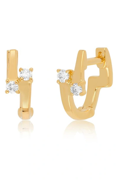 Shop Ef Collection Marley 14k Gold & Diamond Mini Huggie Earrings In Yellow Gold