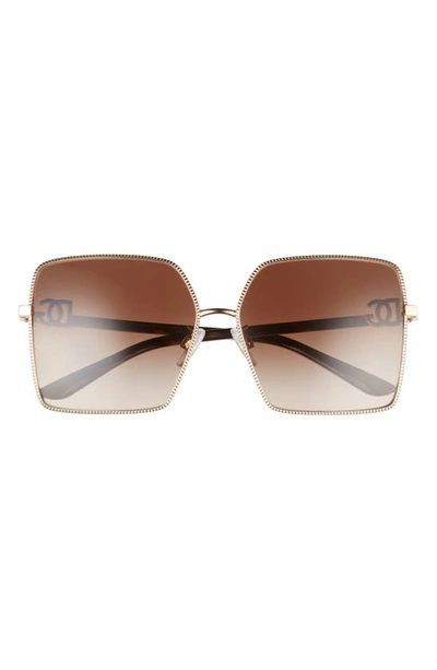 Shop Dolce & Gabbana 60mm Square Sunglasses In Gold/ Gradient Brown