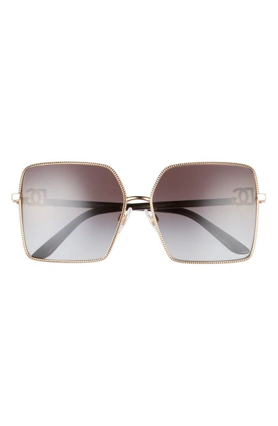 Shop Dolce & Gabbana 60mm Square Sunglasses In Gold/ Light Grey