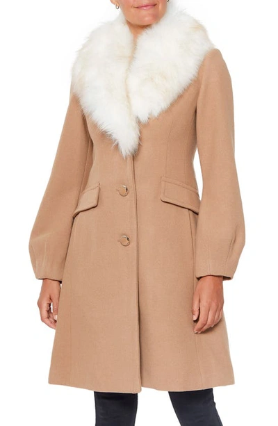 Kate spade new york removable cheap faux fur collar wool blend coat