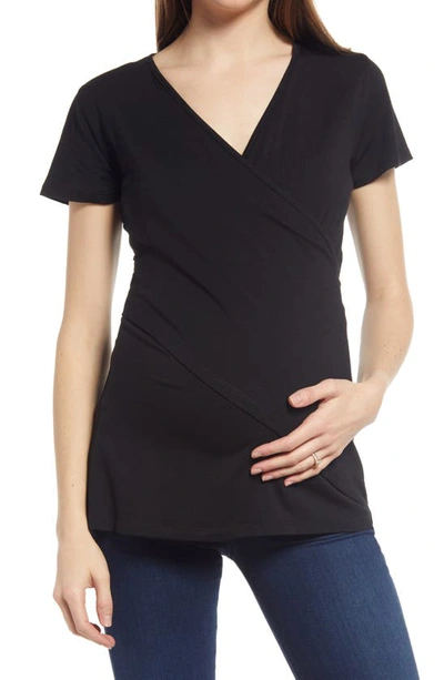 Shop Angel Maternity Maternity/nursing T-shirt In Black