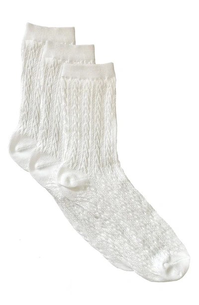 Shop Stems Assorted 3-pack Woven Texture Crew Socks In White