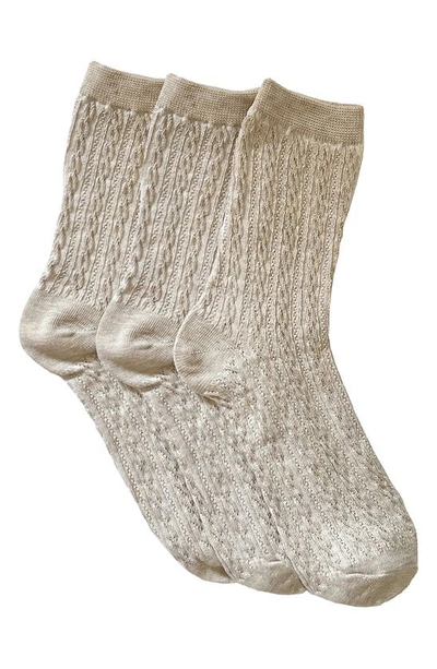 Shop Stems Assorted 3-pack Woven Texture Crew Socks In Oatmeal