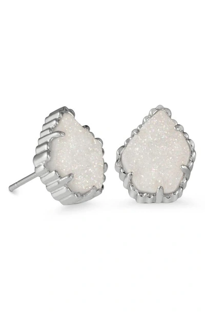 Shop Kendra Scott Tessa Stone Stud Earrings In Iridescent Drusy/ Silver