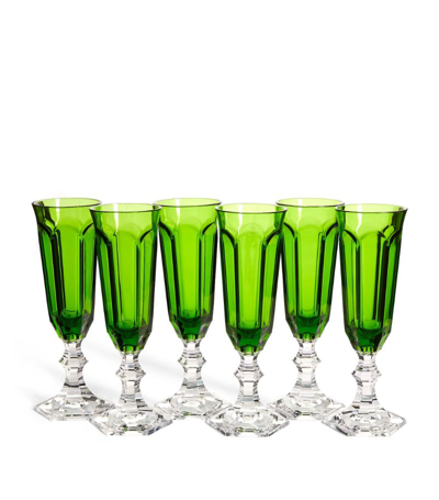 Shop Mario Luca Giusti Set Of 6 Dolce Vita Champagne Flutes (150ml) In Green