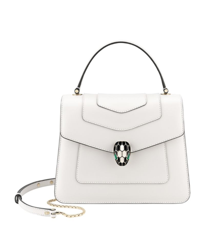 Shop Bvlgari Medium Leather Serpenti Forever Top-handle Bag In White