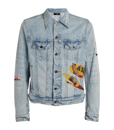 Shop Amiri Playboy Denim Jacket In Blue