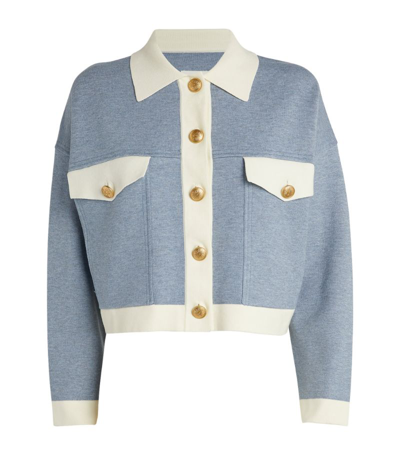 Shop Sandro Collared Cardigan In Blue