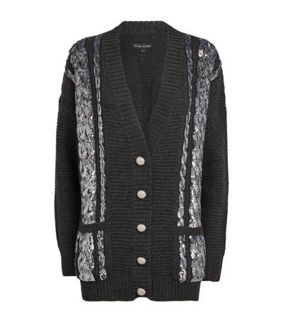 Shop Izaak Azanei Merino Wool Sequin-detail Cardigan In Black