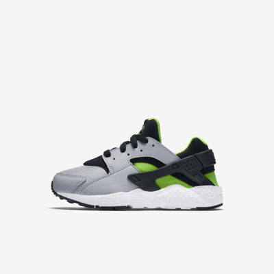 Shop Nike Huarache Run Little Kids' Shoe In Wolf Grey,electric Green,white,black