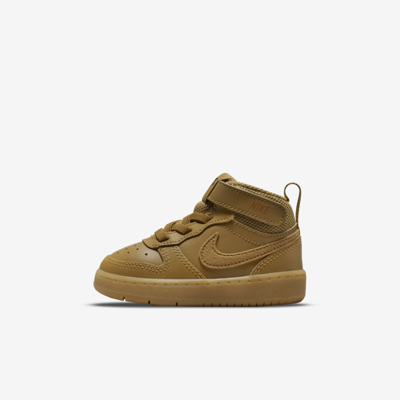 Shop Nike Court Borough Mid 2 Baby/toddler Shoes In Wheat,black,gum Light Brown,wheat