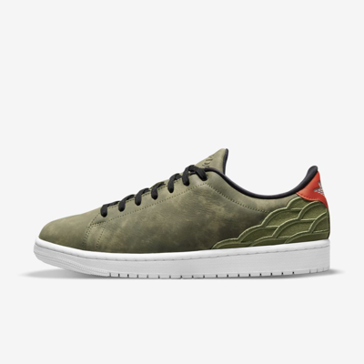 Shop Jordan Air  1 Centre Court Shoes In Oil Green,black,chile Red,white