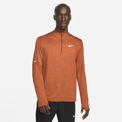 Shop Nike Dri-fit Element Men's 1/4-zip Running Top In Redstone,sport Spice