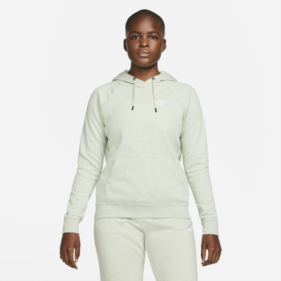Shop Nike Sportswear Essential Women's Fleece Pullover Hoodie In Seafoam,heather,white