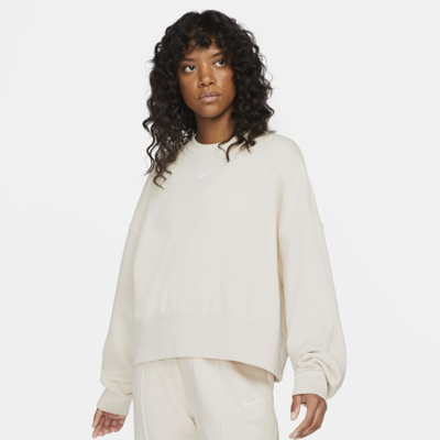 Shop Nike Women's  Sportswear Collection Essentials Oversized Fleece Crew Sweatshirt In White