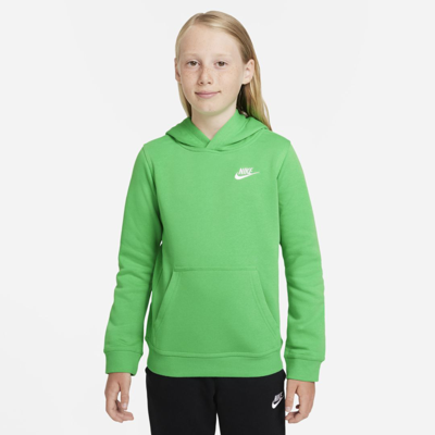 Shop Nike Sportswear Club Big Kids' Pullover Hoodie In Light Green Spark,white