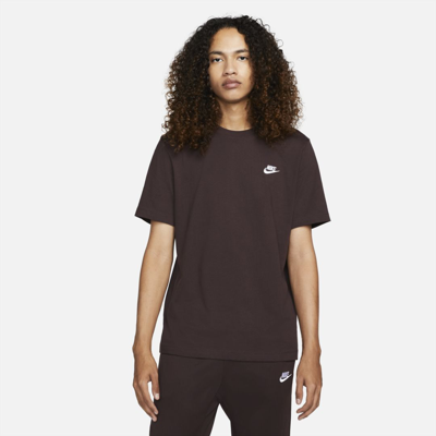Shop Nike Sportswear Club Men's T-shirt In Brown Basalt,white
