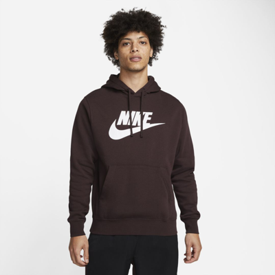 Shop Nike Men's  Sportswear Club Fleece Graphic Pullover Hoodie In Brown