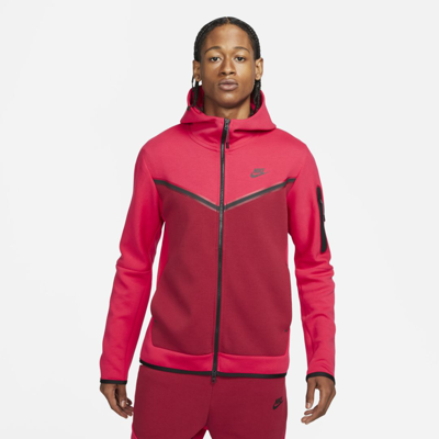 Shop Nike Sportswear Tech Fleece Men's Full-zip Hoodie In Very Berry,pomegranate,black