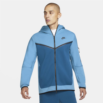 Shop Nike Sportswear Tech Fleece Men's Full-zip Hoodie In Dutch Blue,court Blue,black