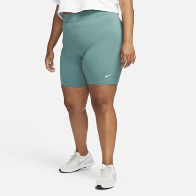 Shop Nike Sportswear Essential Women's Mid-rise Bike Shorts In Bicoastal,white