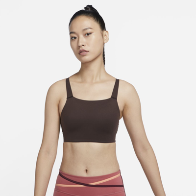 Shop Nike Women's Swoosh Medium-support Padded Sports Bra In Brown