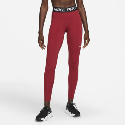Shop Nike Women's  Pro Mid-rise Mesh-paneled Leggings In Red