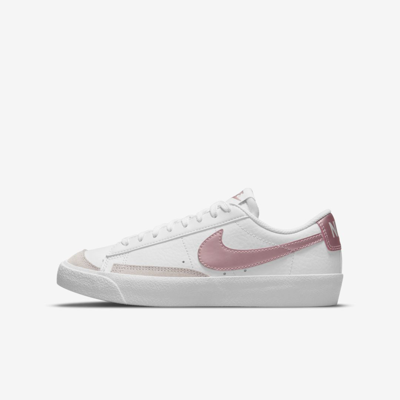 Shop Nike Blazer Low '77 Big Kids' Shoes In White,white,pink Glaze