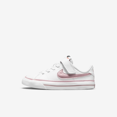 Shop Nike Court Legacy Little Kids' Shoes In White,light Violet Ore,pink Glaze