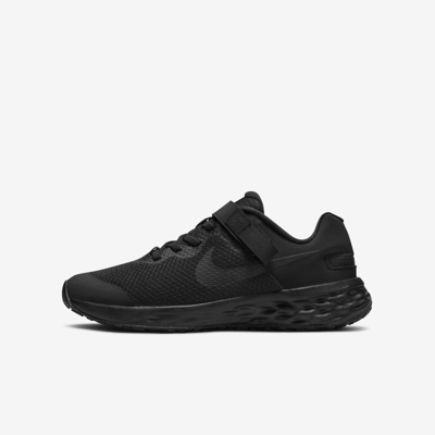 Shop Nike Revolution 6 Flyease Big Kids' Easy On/off Road Running Shoes In Black,dark Smoke Grey,black