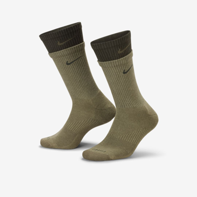 Shop Nike Everyday Plus Cushioned Training Crew Socks In Medium Olive,sequoia,sequoia