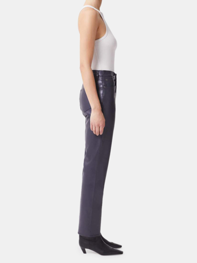 Shop Agolde Recycled Leather 90's Pinch Waist High Rise Straight Jeans In Shadow Patent