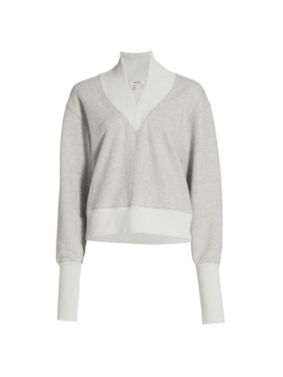 Shop Agolde Klara Tipped Sweater In Grey Heather