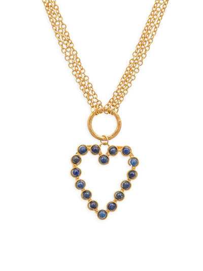 Shop Sylvia Toledano Women's Love 22k Gold-plated & Lapis Lazuli Heart Pendant Necklace
