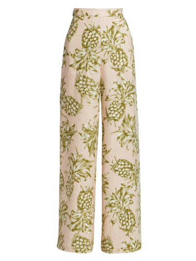 Shop Zimmermann Women's Linen Wide-leg Pants In Blush Khaki