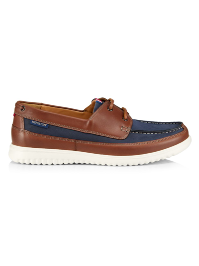 Shop Mephisto Men's Trevis Leather Boat Shoes In Navy