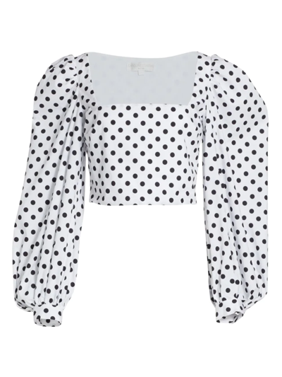 Shop Caroline Constas Women's Elliot Dot Crop Top In White Black Polka Dot