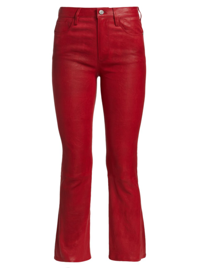 Shop Frame Women's Le Crop Mini Boot Leather Pants In Garnet