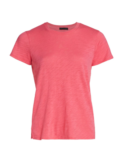 Shop Atm Anthony Thomas Melillo Women's Slub Jersey Schoolboy Crewneck T Shirt In Rose Quartz
