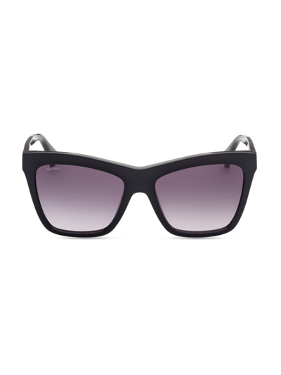 Shop Max Mara Women's 55mm Geometric Sunglasses In Black